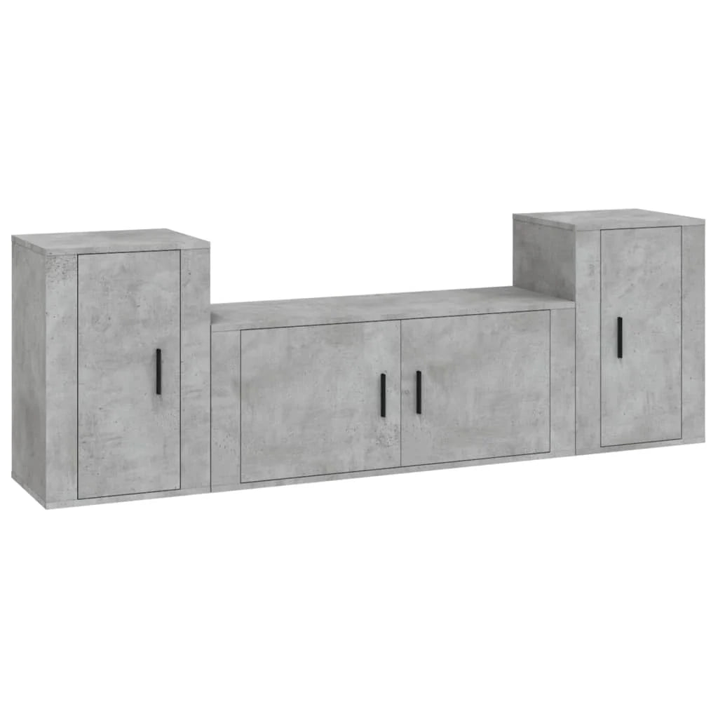 Set di mobili da 3 pezzi tra cui armadio credenza mobile TV televisore per soggiorno camera da letto salotto legno ingegnerizzato grigio 02_0024506