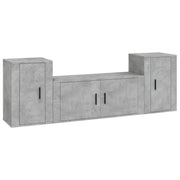 Set di mobili da 3 pezzi tra cui armadio credenza mobile TV televisore per soggiorno camera da letto salotto legno ingegnerizzato grigio 02_0024506