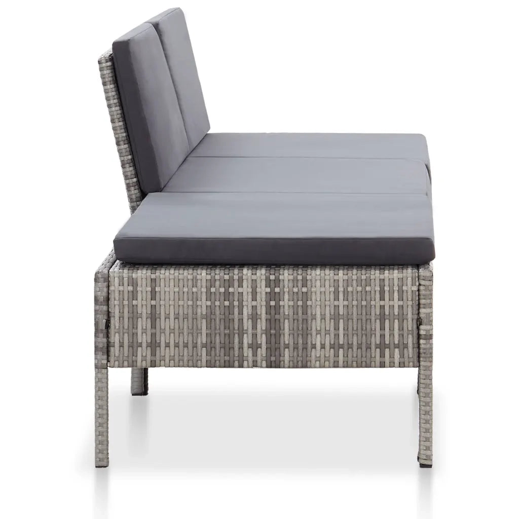 Set Divani da Giardino 3 pz | Set Salotto da Giardino con Cuscini in Polyrattan Grigio