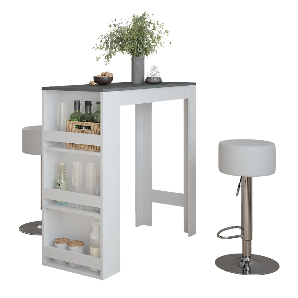 Vicco tavolo bar con sgabelli Bianco/antracite 45 x 110 cm con 2 sgabelli da bar