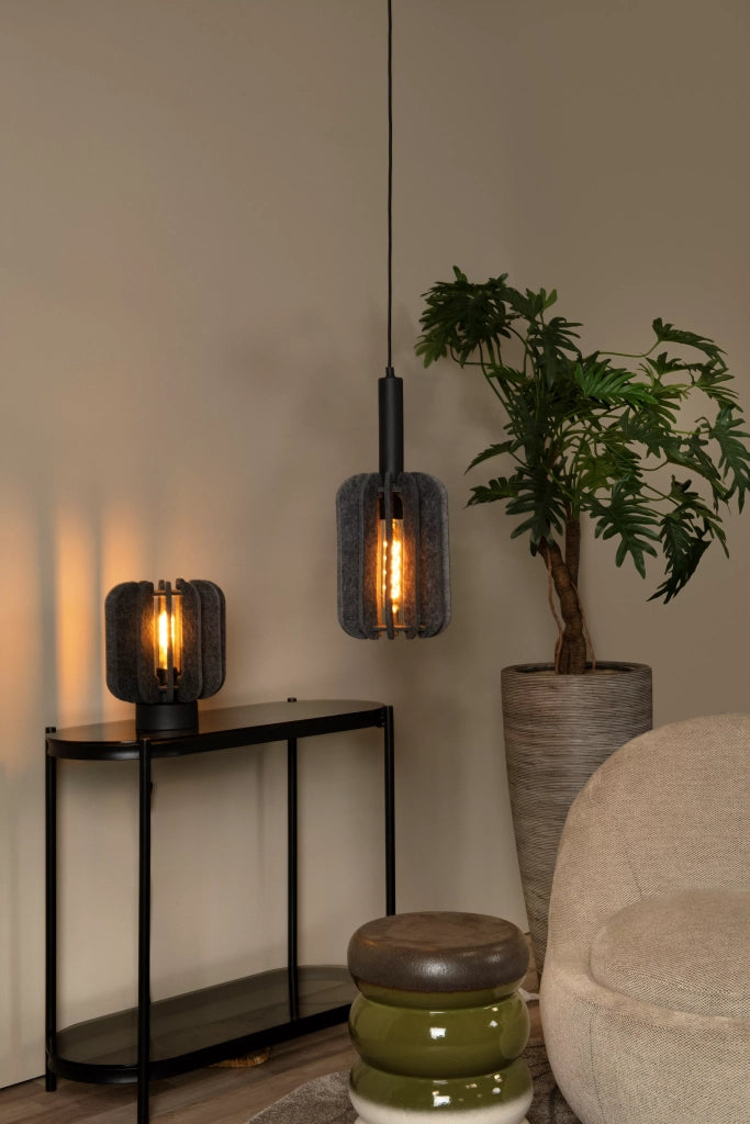 Lampada a sospensione in feltro grigia Rafal E27 40W Lucide