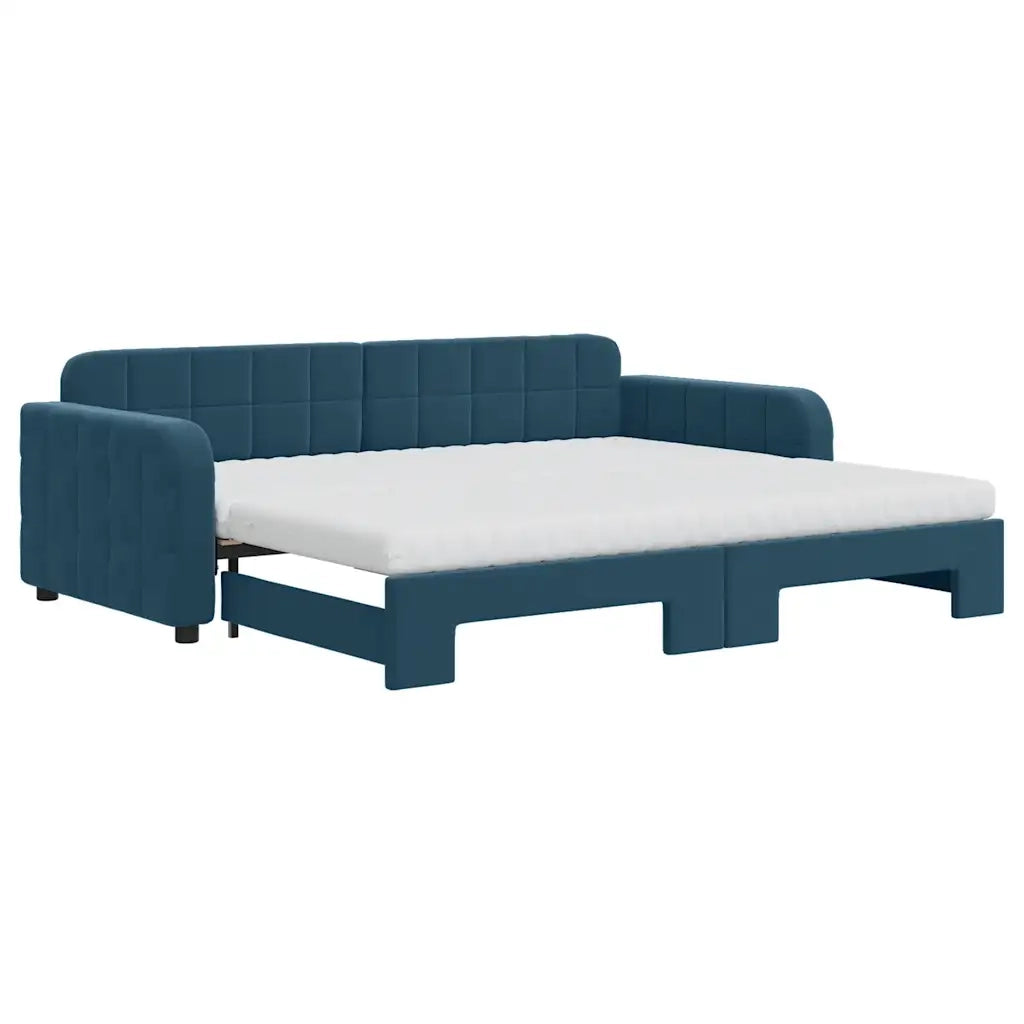Divano Letto Estraibile con Materassi Blu 90x200 cm Velluto 3196952