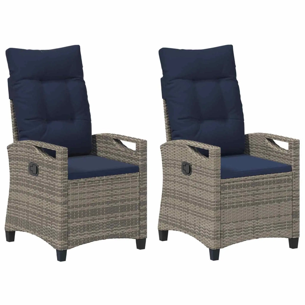 Sedia da Giardino 2 pcs grigio e blu navy 56 x 60 x 112 cm