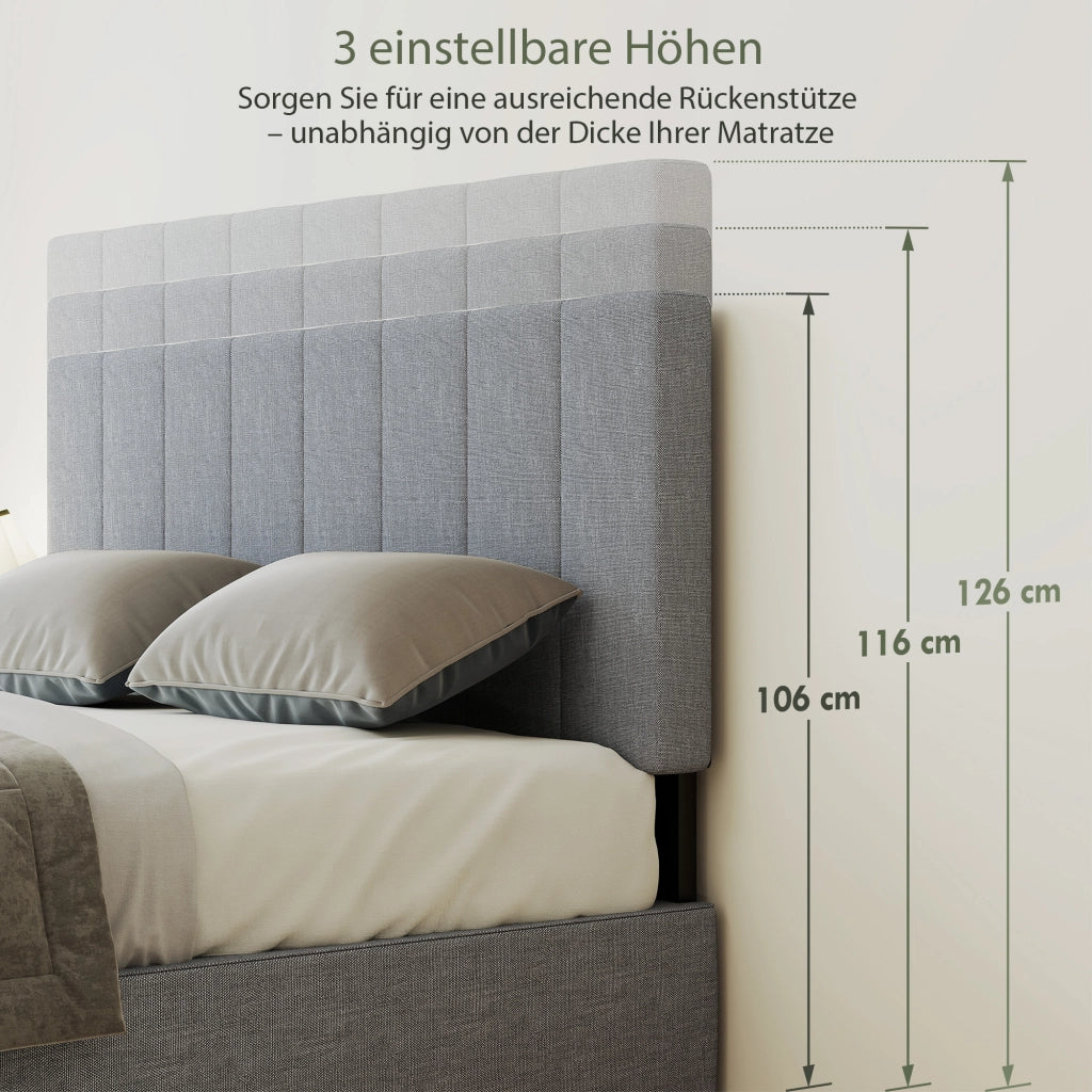 Testiera regolabile in altezza con gambe in metallo ¨C zephmum ¨C 160x10x106 cm Grigio