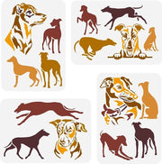 Set di stencil per pittura con 4 stili e 4 pezzi di Greyhound - Stencil per pittura su parete e mobili - Decorazione di casa fai da te