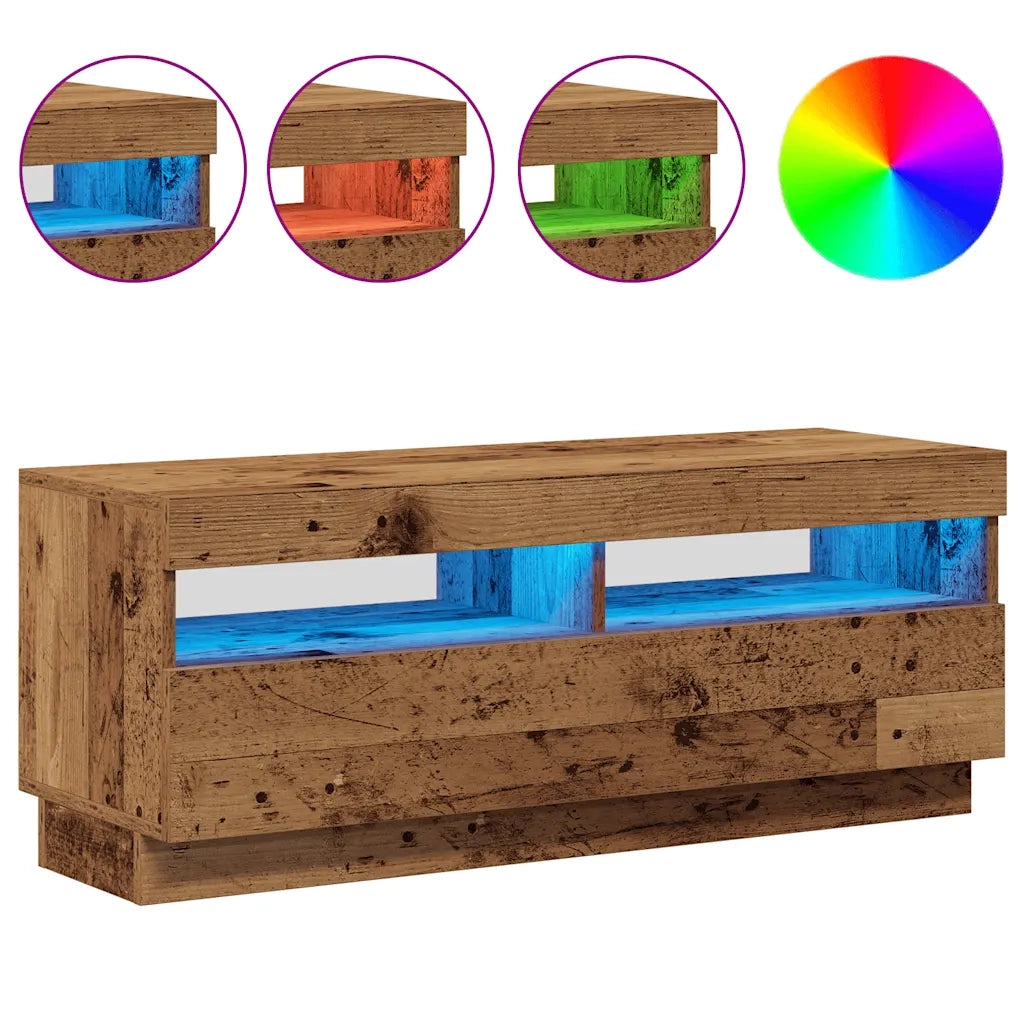 Mobile Porta TV con LED Legno Antico 100x35x40 cm Truciolato