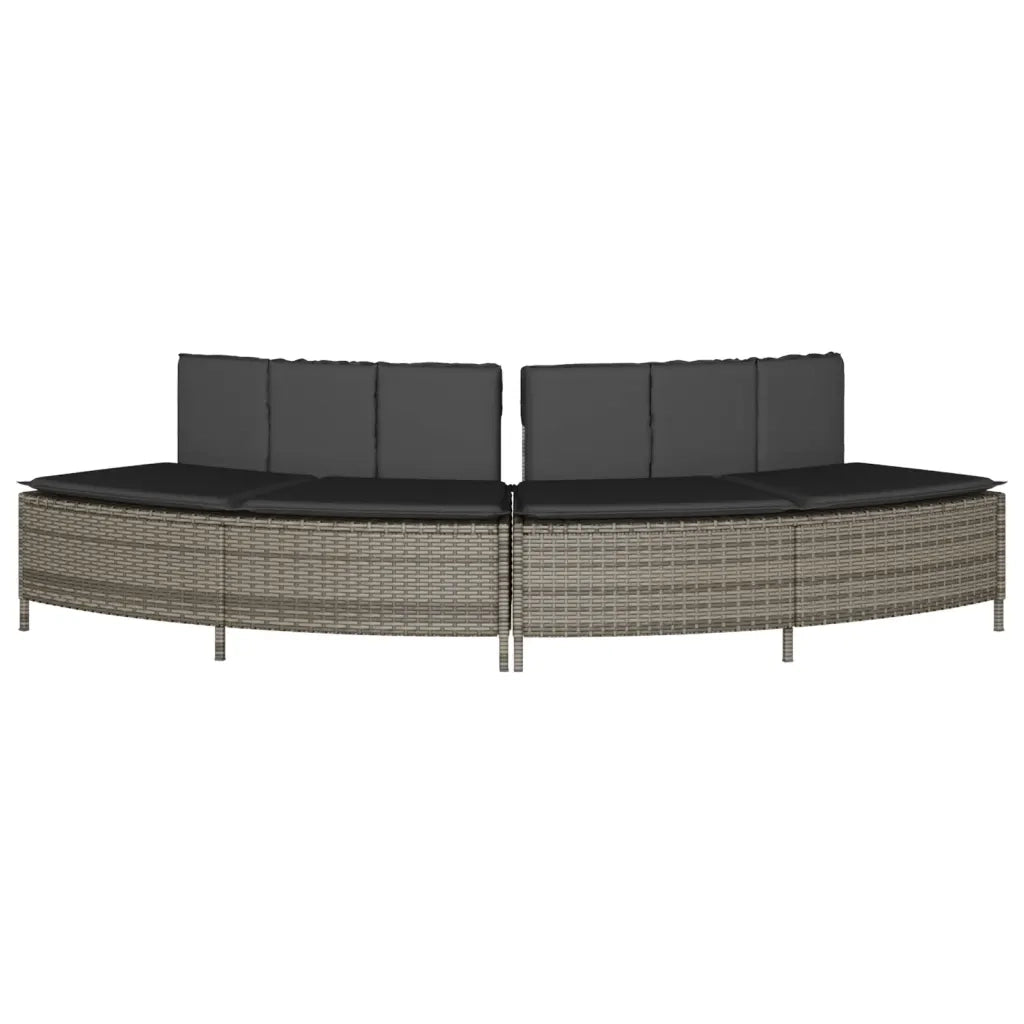Panche Vasca Idromassaggio con Cuscini 2pz in Polyrattan Grigio 365617