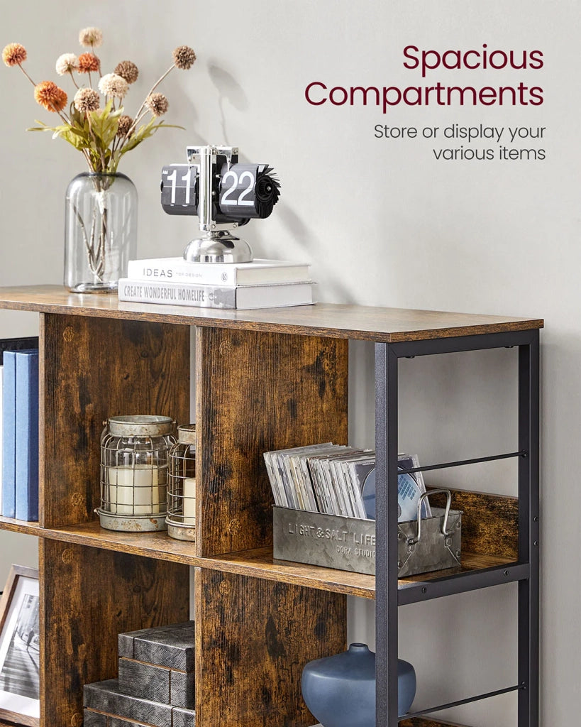 Mobile contenitore a 3 ripiani libreria in stile industriale 9 cubi per soggiorno ufficio corridoio cucina 100 x 30 x 103 cm marrone 12_0006396