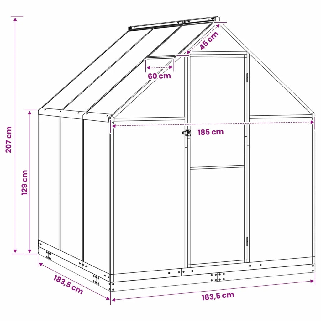 Serra da Giardino con porta Antracite 183,5 x 183,5 x 207 cm 3433041