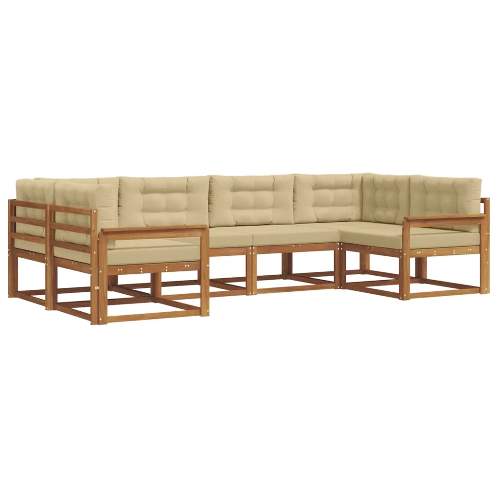 Set di divani da esterno con cuscino 6 pcs Naturale e Beige 3368061