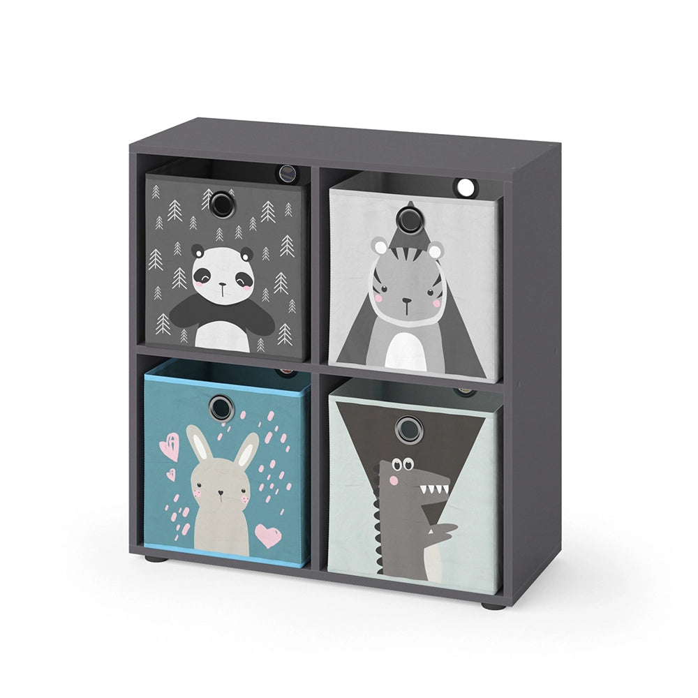 Vicco Libreria bambini Grigio 72.6 x 72 cm con 4 scatole pieghevoli