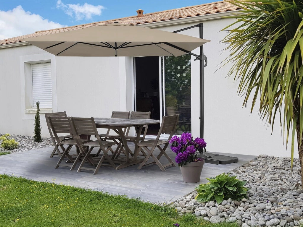 Ombrellone da giardino Sky 4" in alluminio deportato - 3 x 4 m - Taupe