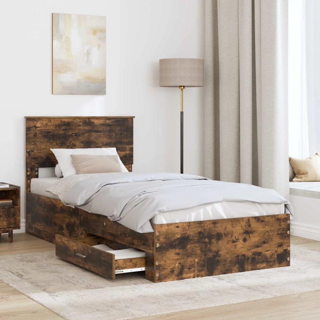 Struttura del letto Rovere fumé 90 x 190 cm Legno multistrato