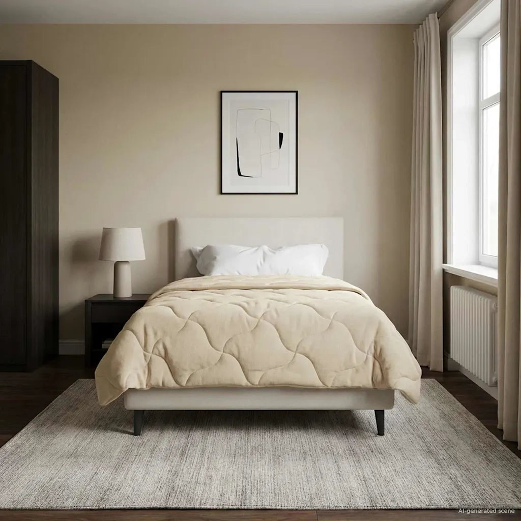 Duvet Invernale Crema 135 x 200 cm Microfibra e Fleece Teddy 42026361
