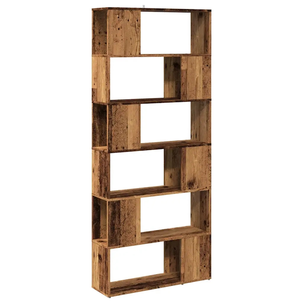 Libreria Divisorio-Scaffale per Libri-Mobile di Stoccaggio Stanza Legno Antico 80x24x186 cm