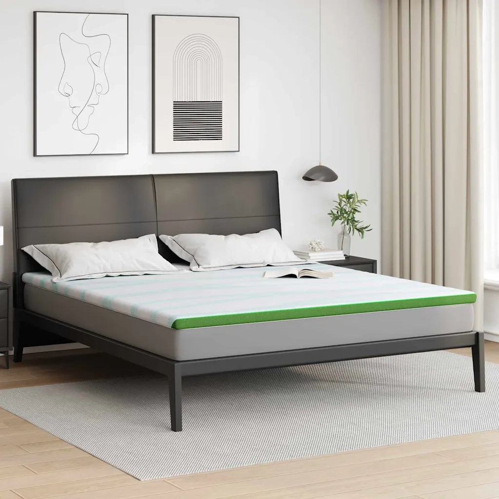 Topper per materasso Bianco e Verde 200 x 200 cm CFW8149188