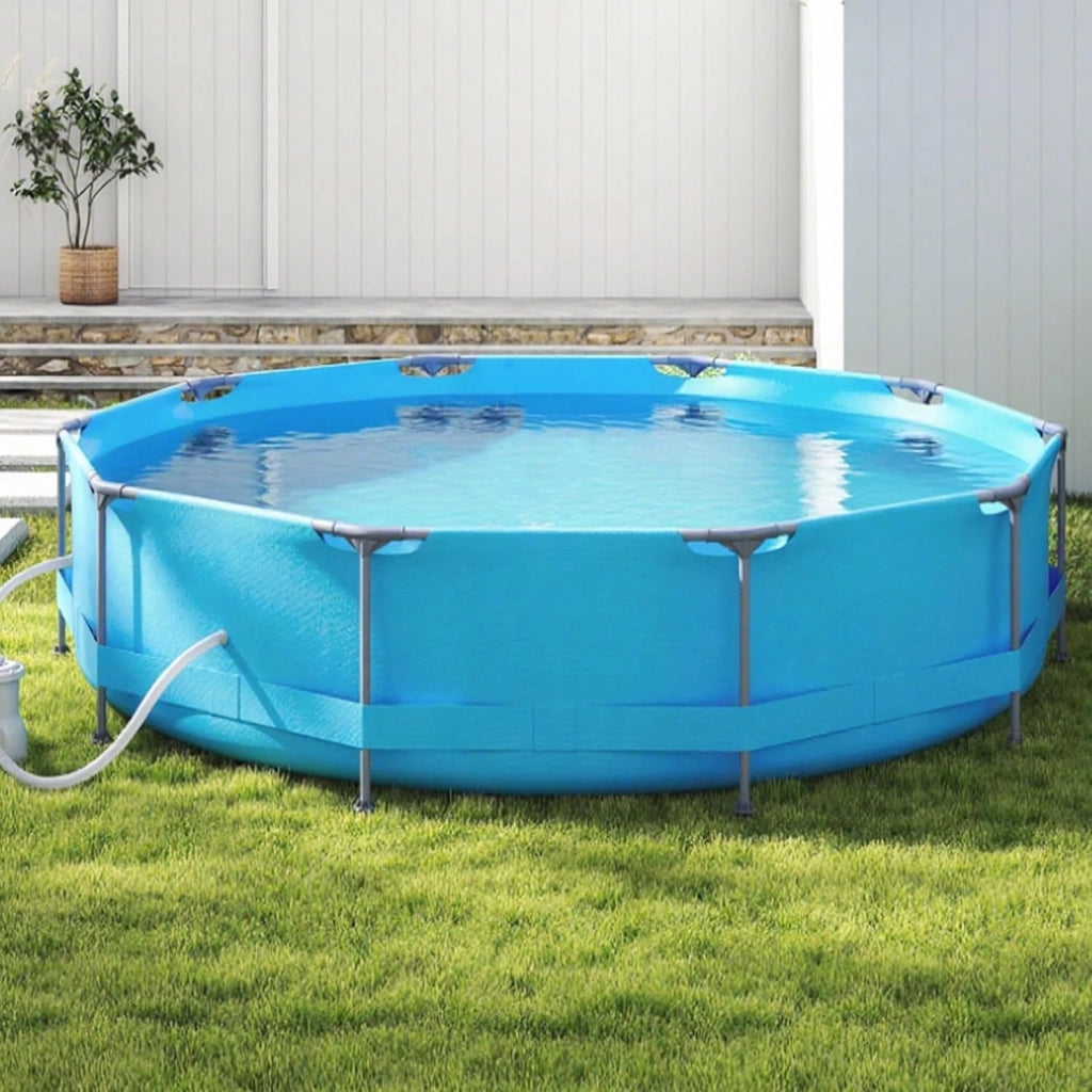 Piscina Fuori Terra, Piscina da Esterno Rotonda Ø360 X 76 CM, 6125L, Struttura in Metallo, PVC Resistente, con Pompa e Filtro, Blu