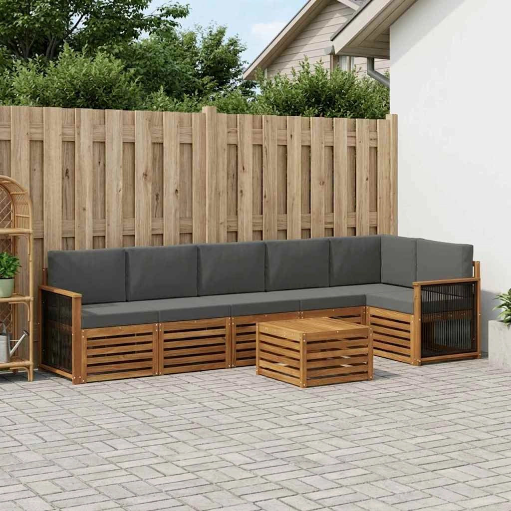 Set di divani da esterno 6 pz Naturale e Antracite 3384443