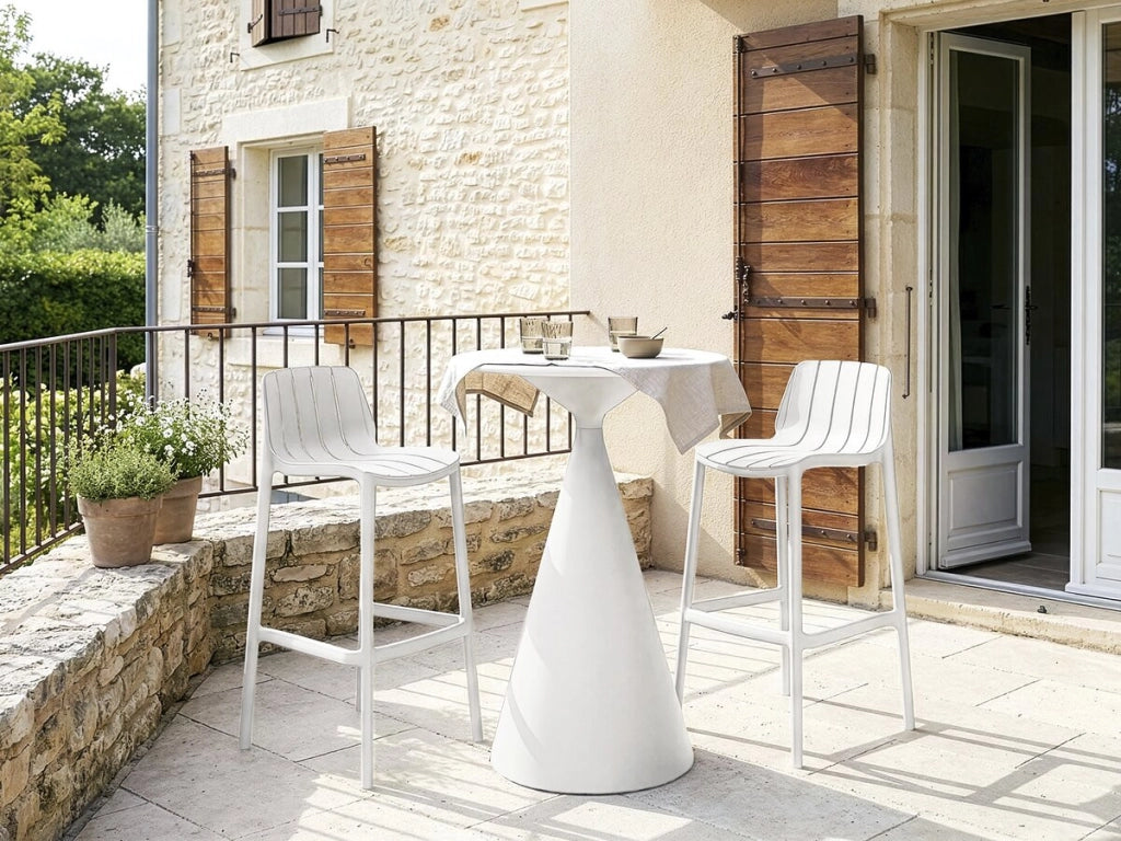 Set di 2 seggioloni da giardino impilabili "Vaena" - Bianco