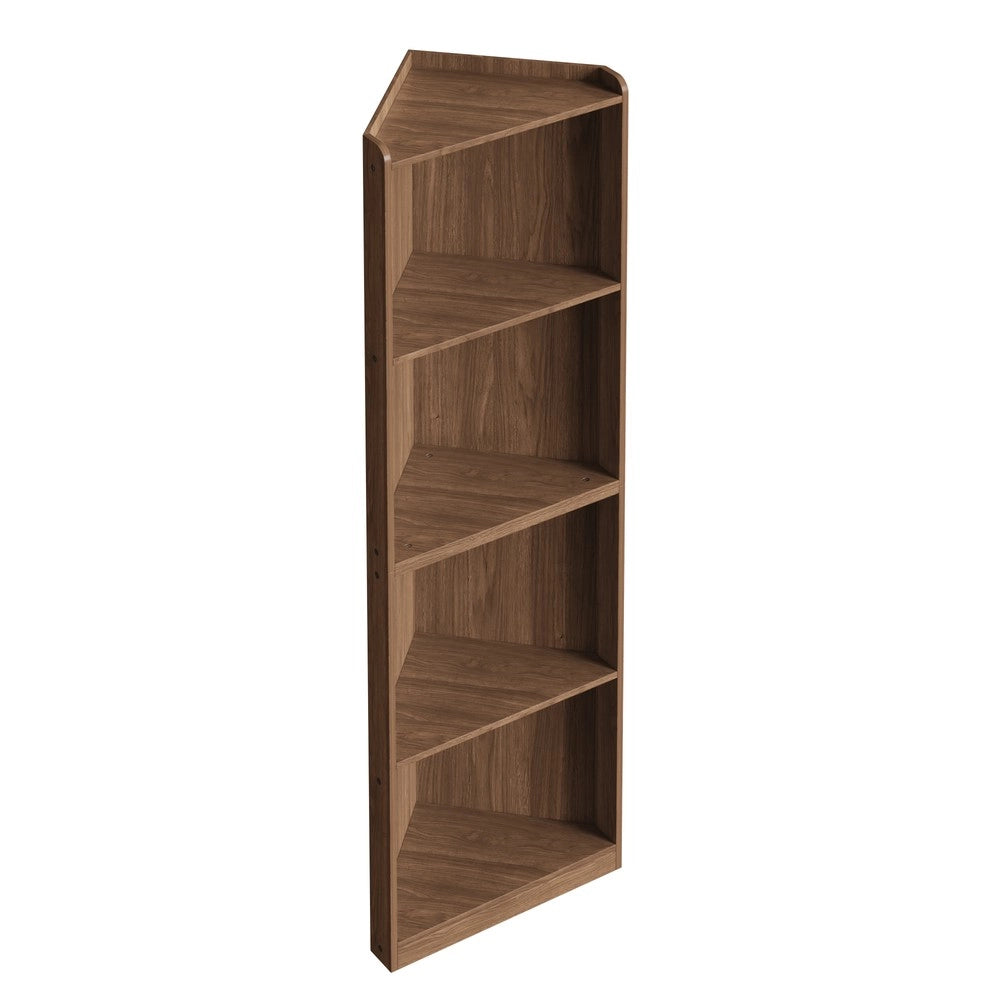 Scaffale angolare per libri - Zephmum- 55¡Á32¡Á180 cm, noce, con protezione ribaltamento, spazio ridotto