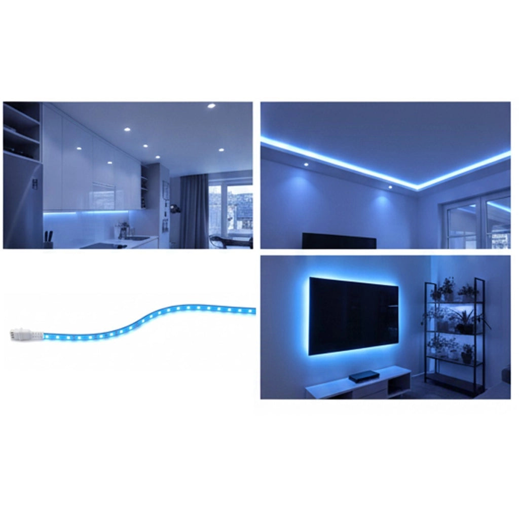 STRISCIA COB 12W/M ADESIVA 5M LUCE BLU 60W TAGLIABILE FLESSIBILE COB 320 LED 12V