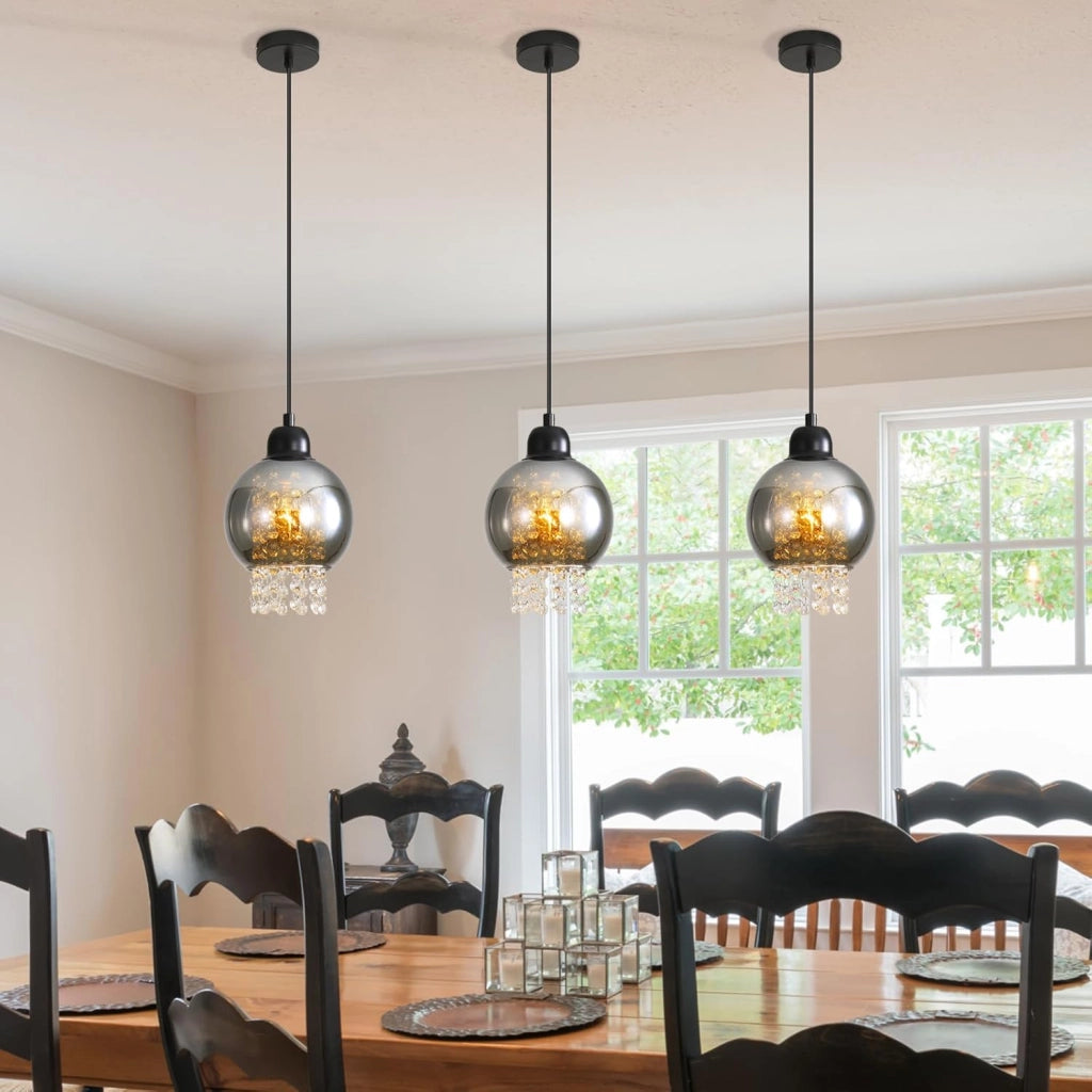 Lampada a sospensione ZMH E27 da sala da pranzo 1 fiamma lampada a sospensione in vetro moderno per soggiorno cucina