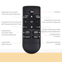 Camino Elettrico da Parete e da Incasso 1000/2000W con Luce LED RGB Nero