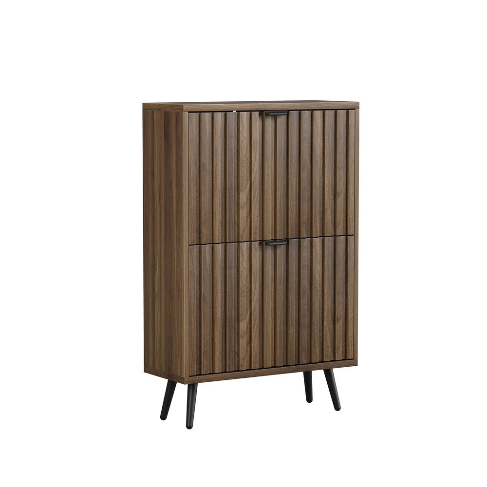 Scarpiera in Legno di Noce ¨C MINIMAL ¨C 60 cm, 2 Ante Ribaltabili, Design Moderno per Ingresso