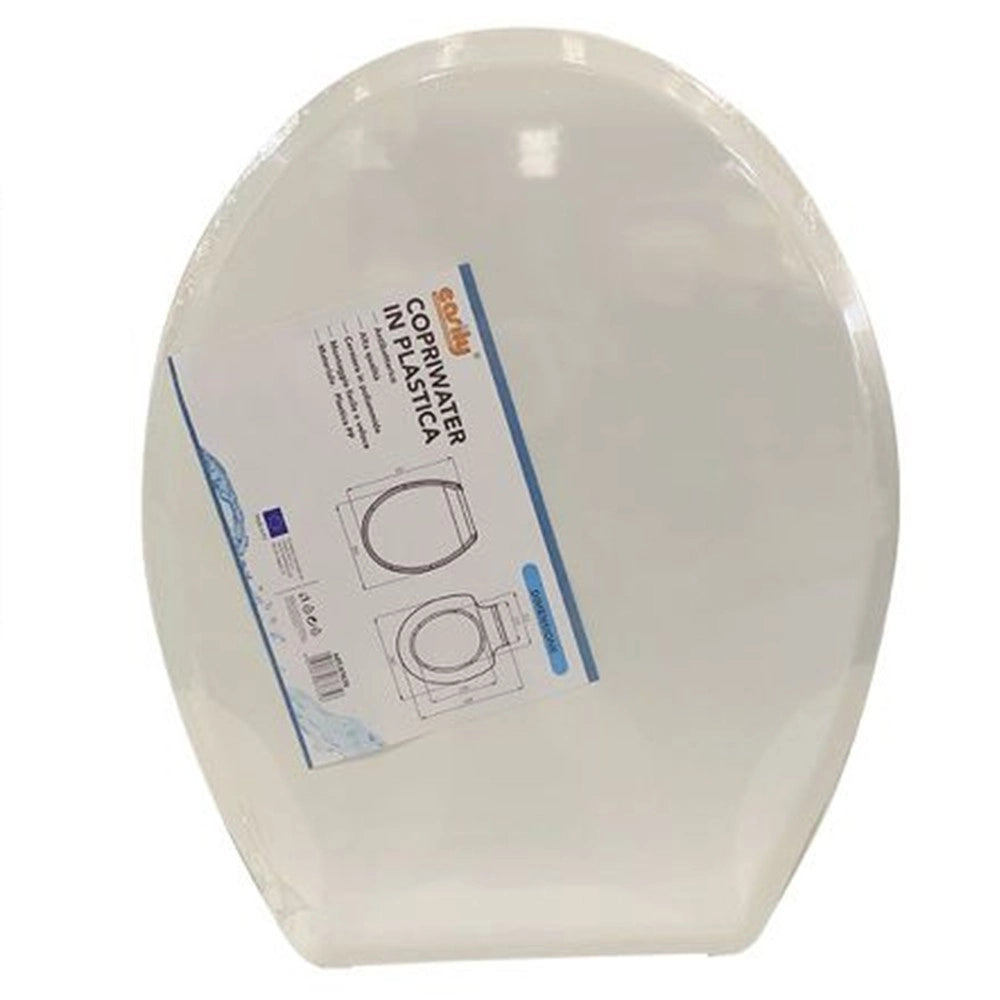 Trade Shop - Copriwater Sedile Coprivaso Wc Bagno In Plastica Lotos Slim Design Bianco 87635 -