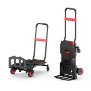 Carrello Pieghevole 2 in 1 Portata 150 kg, Carrello Portapacchi Trasformabile Verticale e a Pianale, Manico Regolabile, Ruote in Gomma