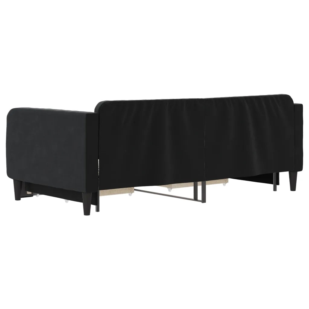 Divano Letto Estraibile con Cassetti-Sofa Letto-Daybed Nero 90x190 cm in Velluto 816151