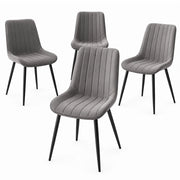 Set 4 Sedie da Pranzo Grigio in Velluto Seduta Ergonomica e Struttura Acciaio