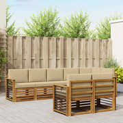 Set divani 8 pcs Naturale e Beige Legno di Acacia Massello