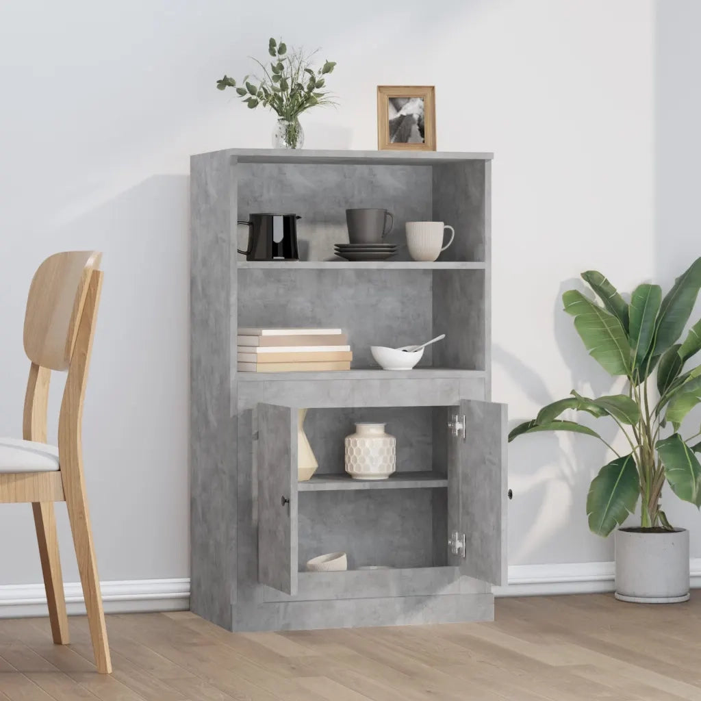 Credenza | Madia | Buffet da pranzo | Armadio da pranzo Grigio Cemento 60x35,5x103,5 cm in Legno Multistrato