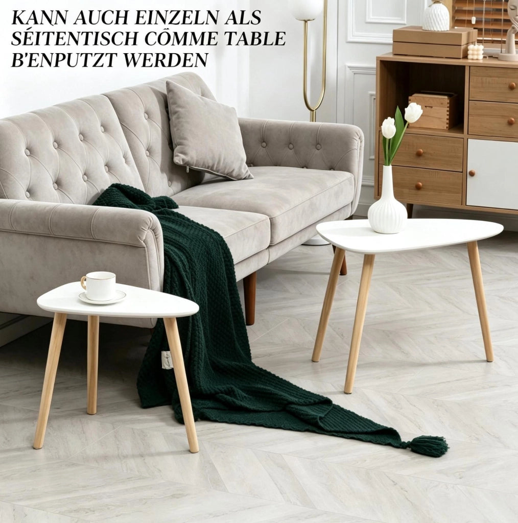Set di 2 tavolini nidificabili in MDF e pino
