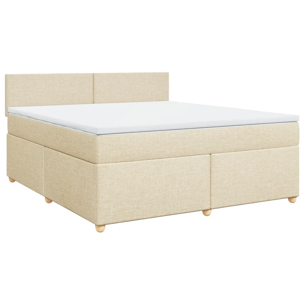 Giroletto a Molle con Materasso Crema 180x200 cm in Tessuto