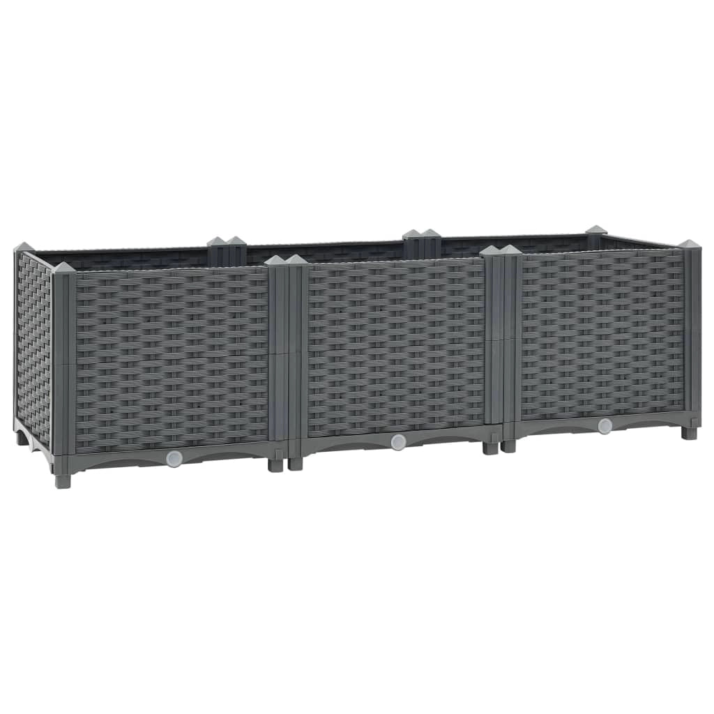 Fioriera rialzata per piante e fiori giardino 120 x 40 x 38 cm polipropilene grigio scuro 02_0000905