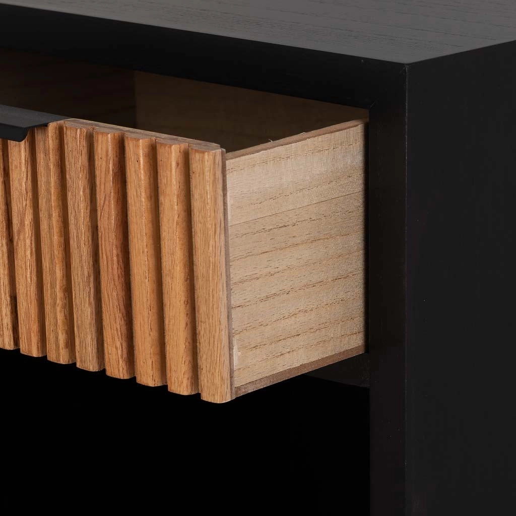 Tavolino in legno e metallo con 1 cassetto e 1 anta 42x36,5x71h cm