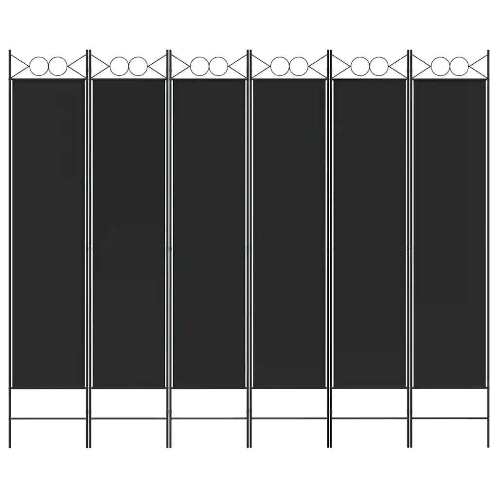 Divisorio a 6 Pannelli-Set di 6 pannelli Paravento Nero 240x200 cm in Tessuto