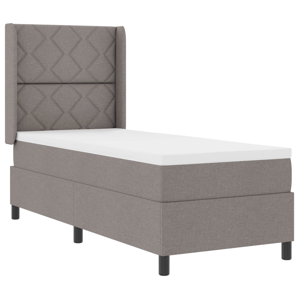Letto Box Spring  con Materasso e LED in Tortora, 80x200 cm Tessuto