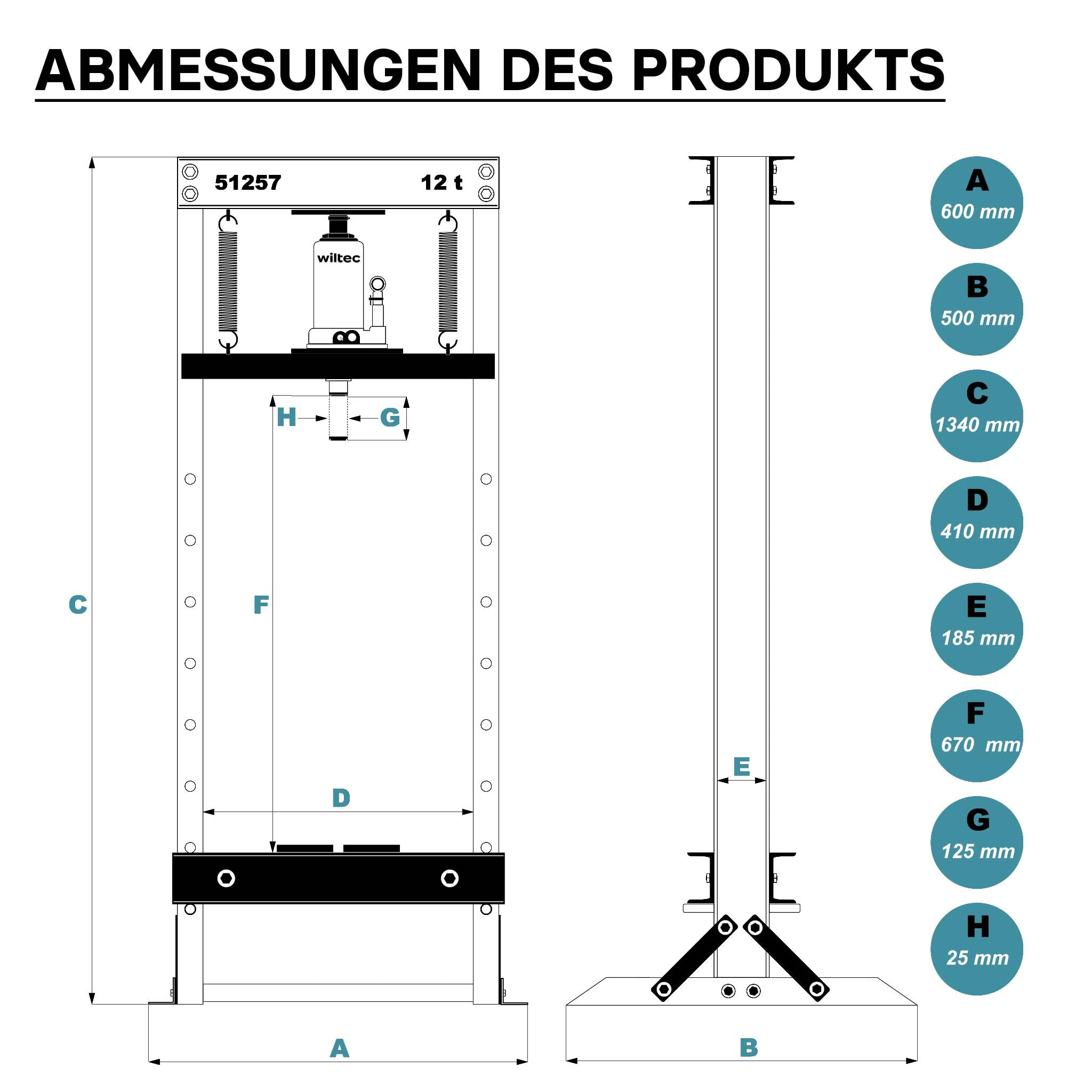 Pressa idraulica da officina 12t Pressa a telaio per cuscinetti