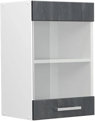 Frontale cucina R-Line, Calcestruzzo nero, 39.6 x 59 cm frontale del mobile per pensile con vetro