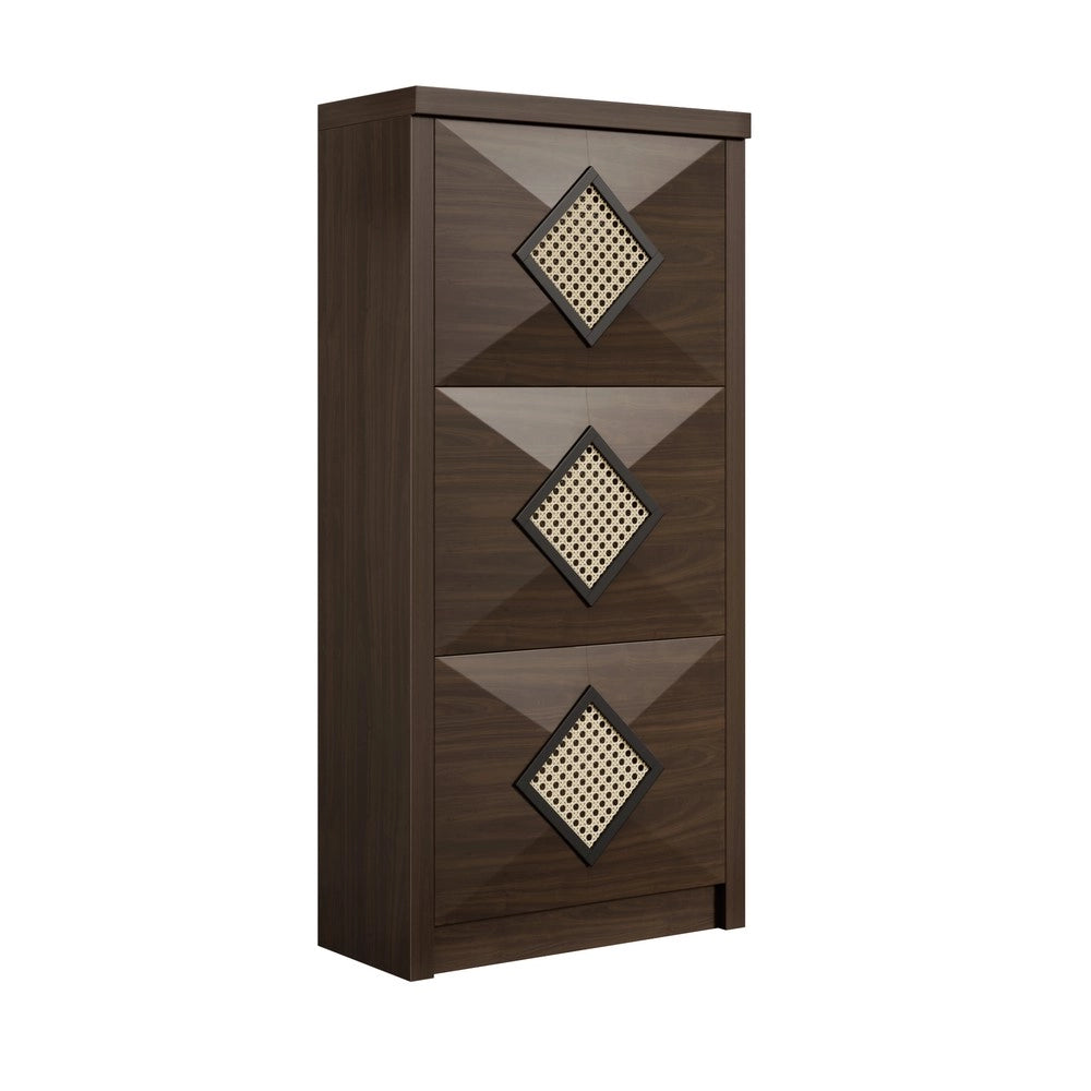 Scarpiera Vintage in Legno con Ante a Ribalta ¨C MINIMAL ¨C Marrone Scuro 54x25x115 cm