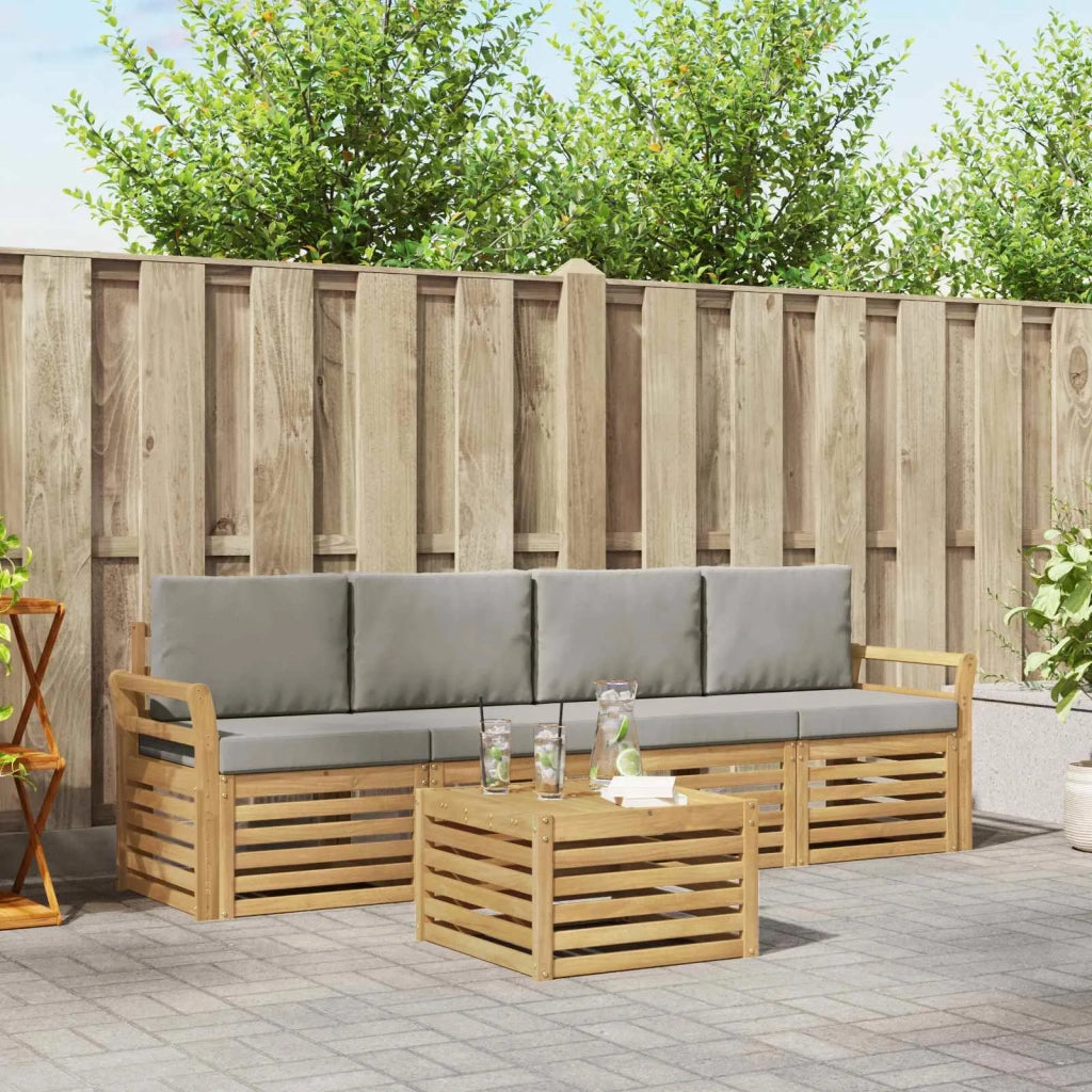 Set di divani da esterno 5 pcs Bianco e Grigio Chiaro 3391356