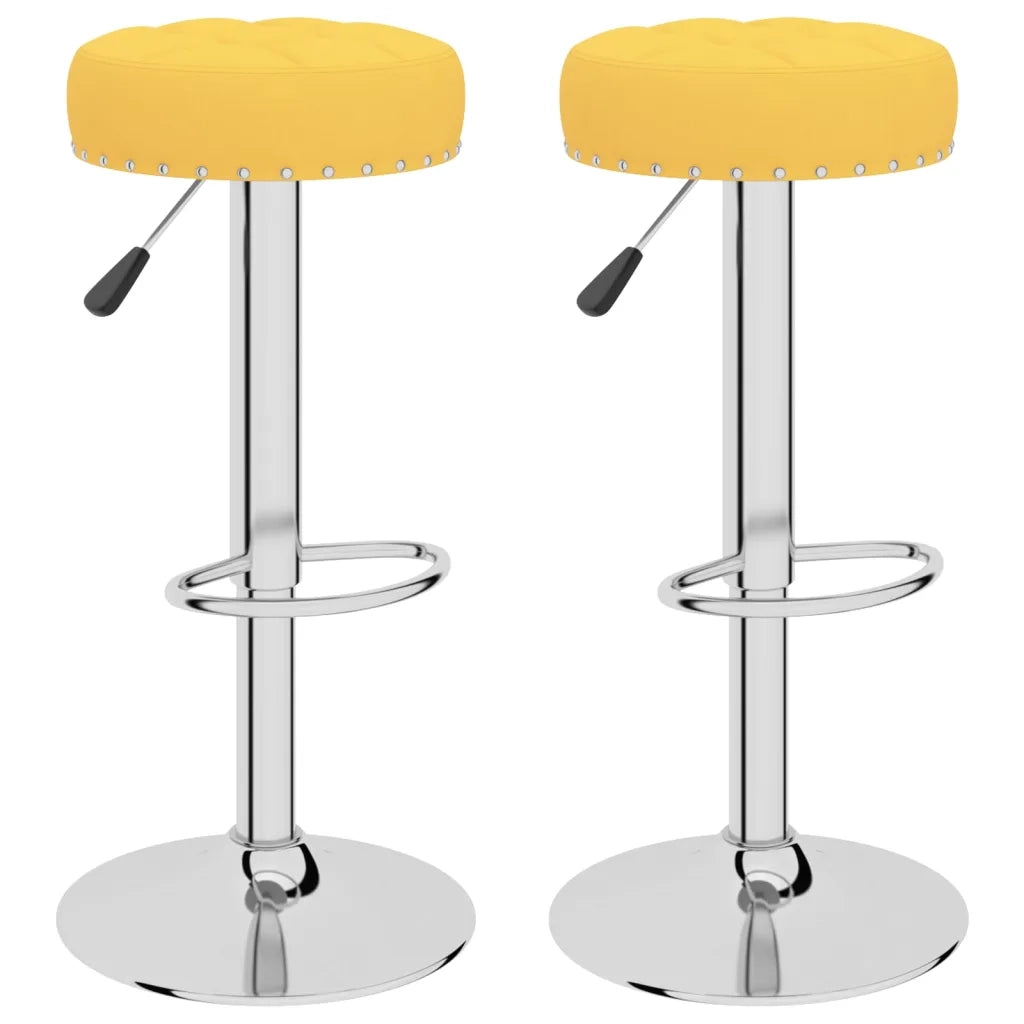 Sgabelli da Bar 2 pz Giallo Senape in Tessuto