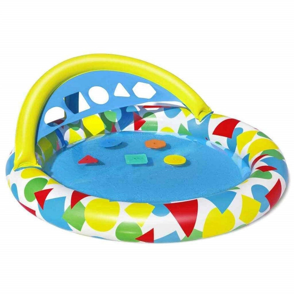Trade Shop - Piscina Gonfiabile Per Bambini Splash & Learn 120x117x46cm 5 Forme Schiuma 52378 -