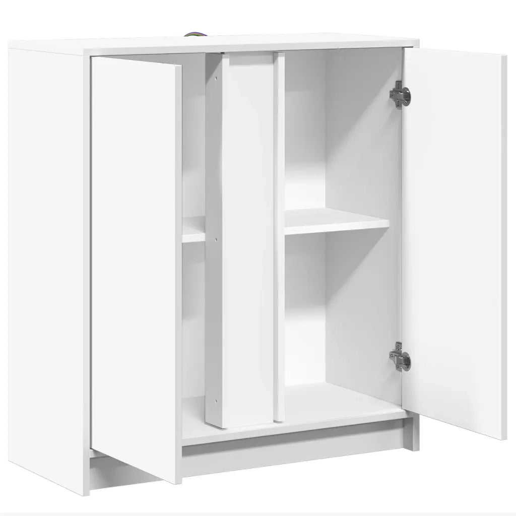 Credenza con LED Bianca 77x34x85 cm in Legno Multistrato