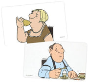 Due Schede per Colazione Loriot Set 'Uomo' & 'Donna' 23 x 14 cm, 2 pezzi