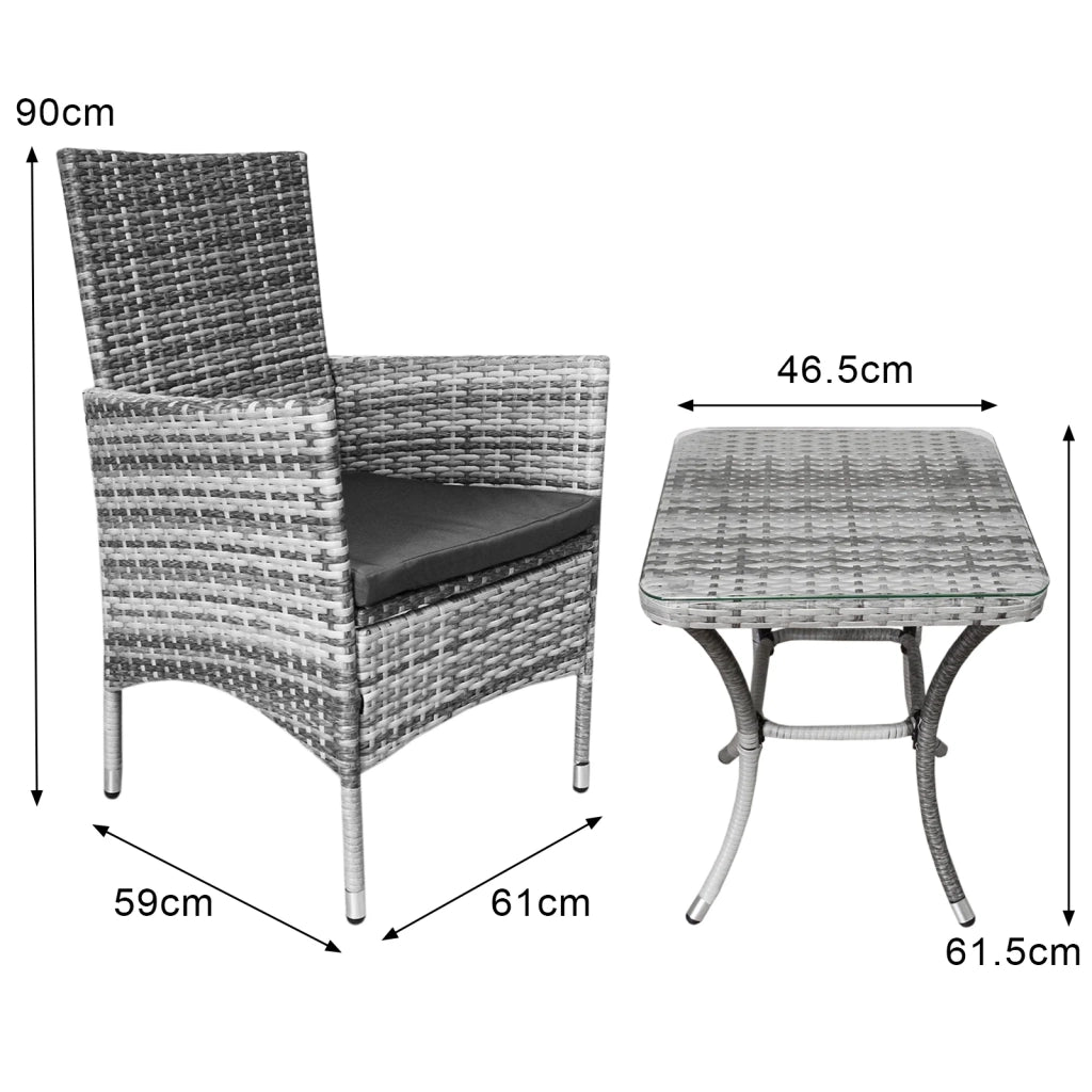 Jardí Set Bistro Giardino Polyrattan 2 Poltroncine Tavolino e Cuscini