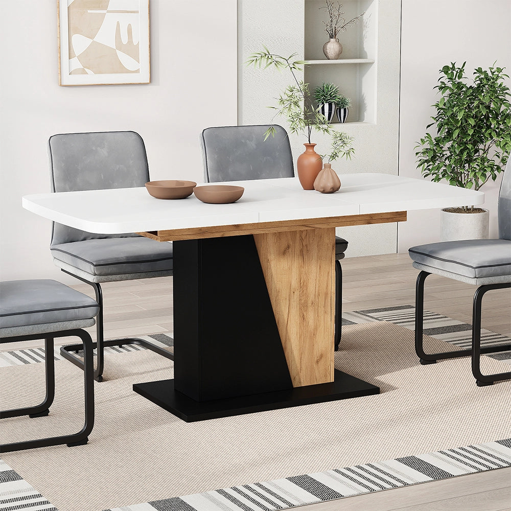 Vicco Tavolo da pranzo Estensibile Rovere bianco/nero/Goldkraft 120/160 x 80 cm Estensibile